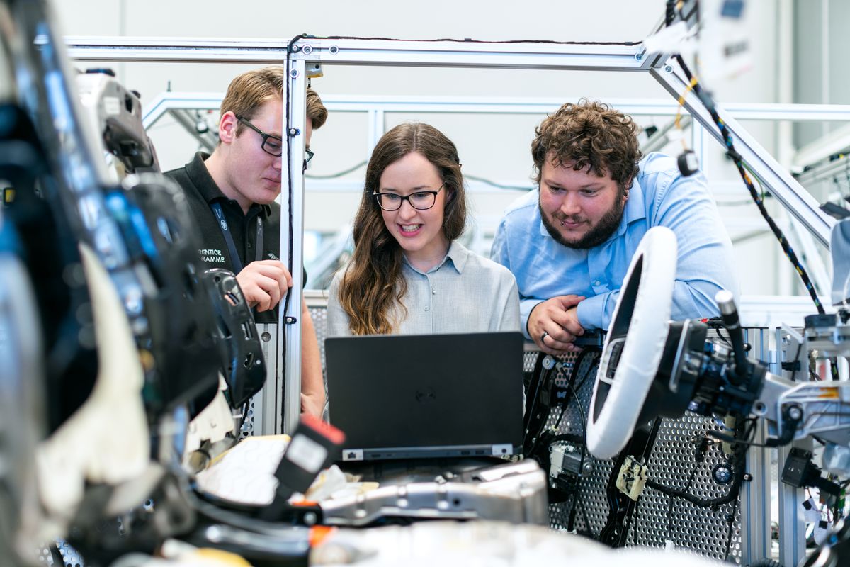 Engineers run production-stage testing on smart home devices at the ODM factory