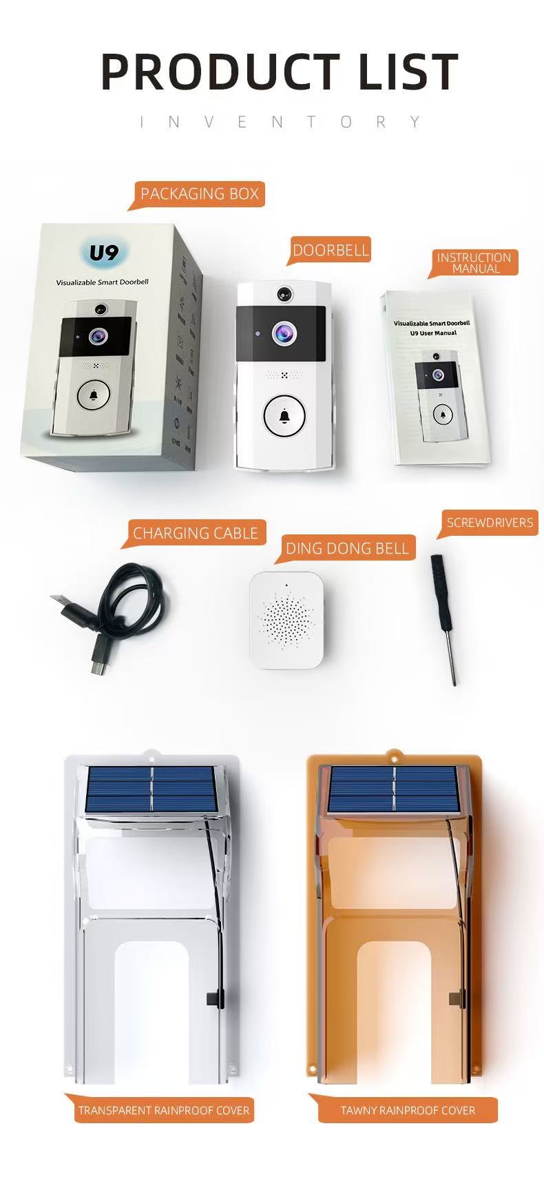 solar video doorbell detail design